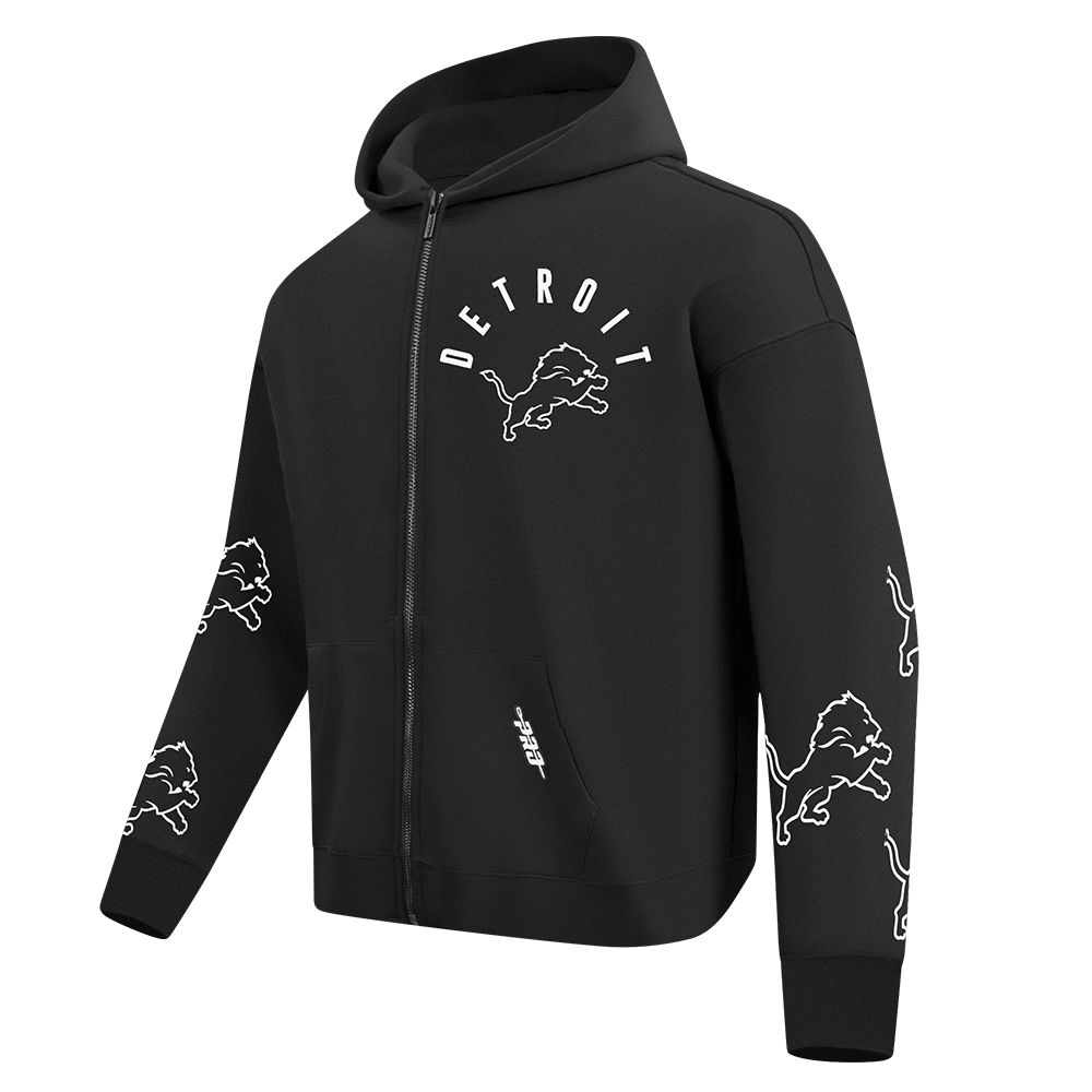 NFL DETROIT LIONS CHANDAIL À CAPUCHON À GLISSIÈRE POUR HOMME (NOIR)