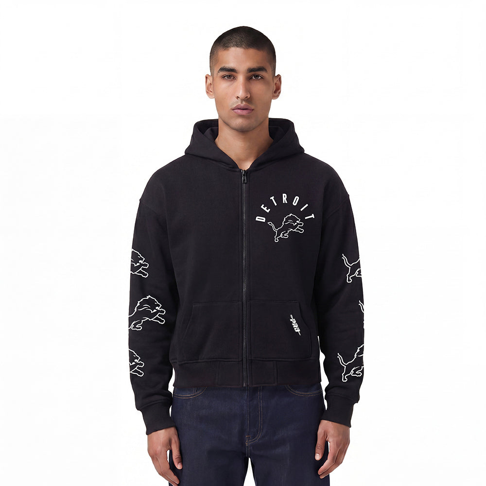 NFL DETROIT LIONS CHANDAIL À CAPUCHON À GLISSIÈRE POUR HOMME (NOIR)