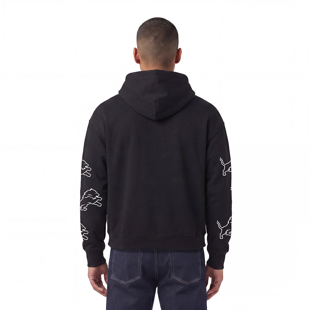 NFL DETROIT LIONS MEN'S FULL ZIP HOODIE (BLACK)