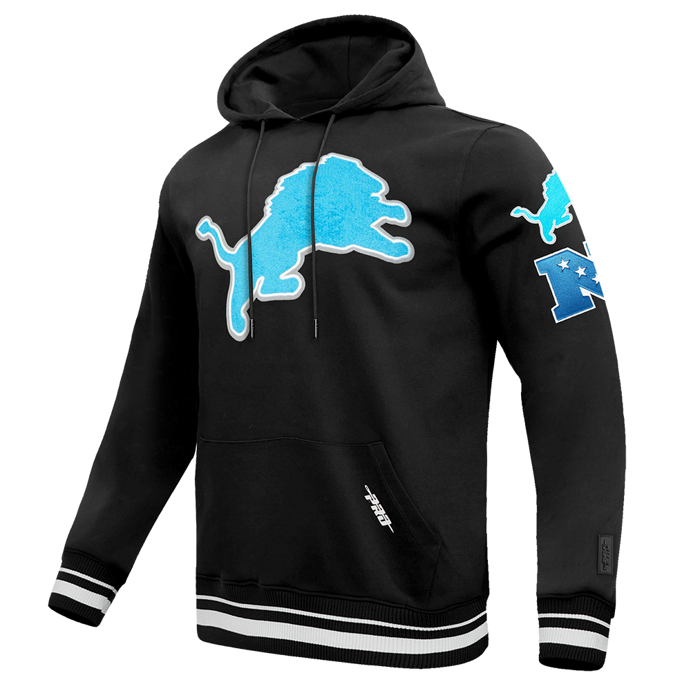 NFL DETROIT LIONS RETRO CLASSIC MEN'S PULLOVER HOODIE (BLACK)