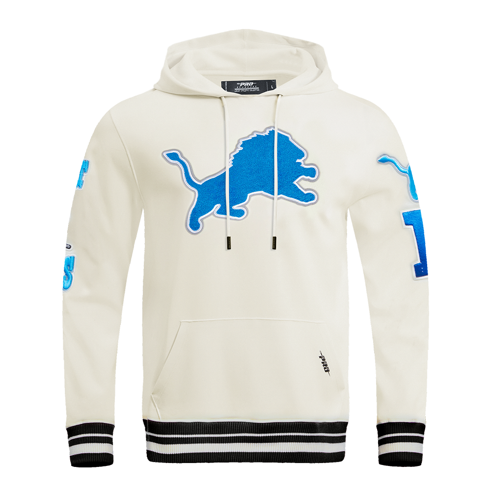 NFL DETROIT LIONS RETRO CLASSIC MEN'S PULLOVER HOODIE (EGGSHELL/ BLACK)