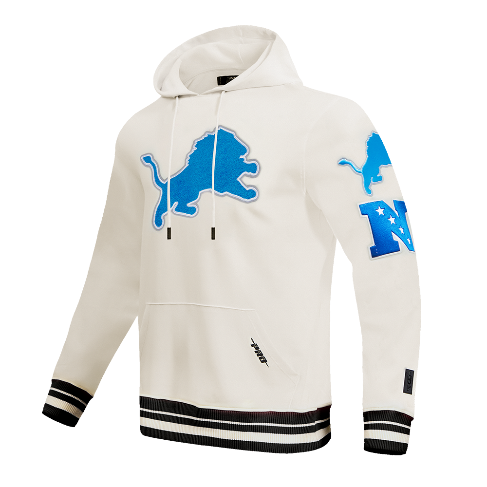 NFL DETROIT LIONS RETRO CLASSIC MEN'S PULLOVER HOODIE (EGGSHELL/ BLACK)