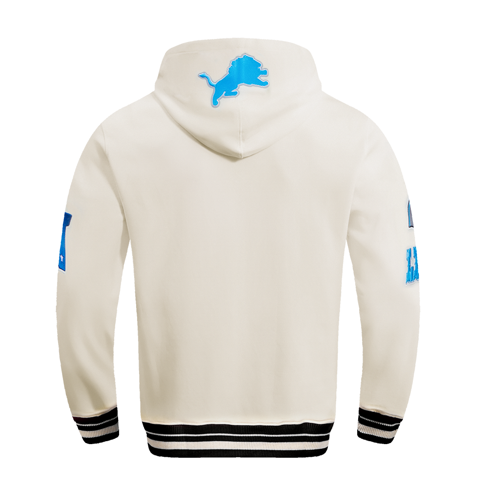 NFL DETROIT LIONS RETRO CLASSIC MEN'S PULLOVER HOODIE (EGGSHELL/ BLACK)