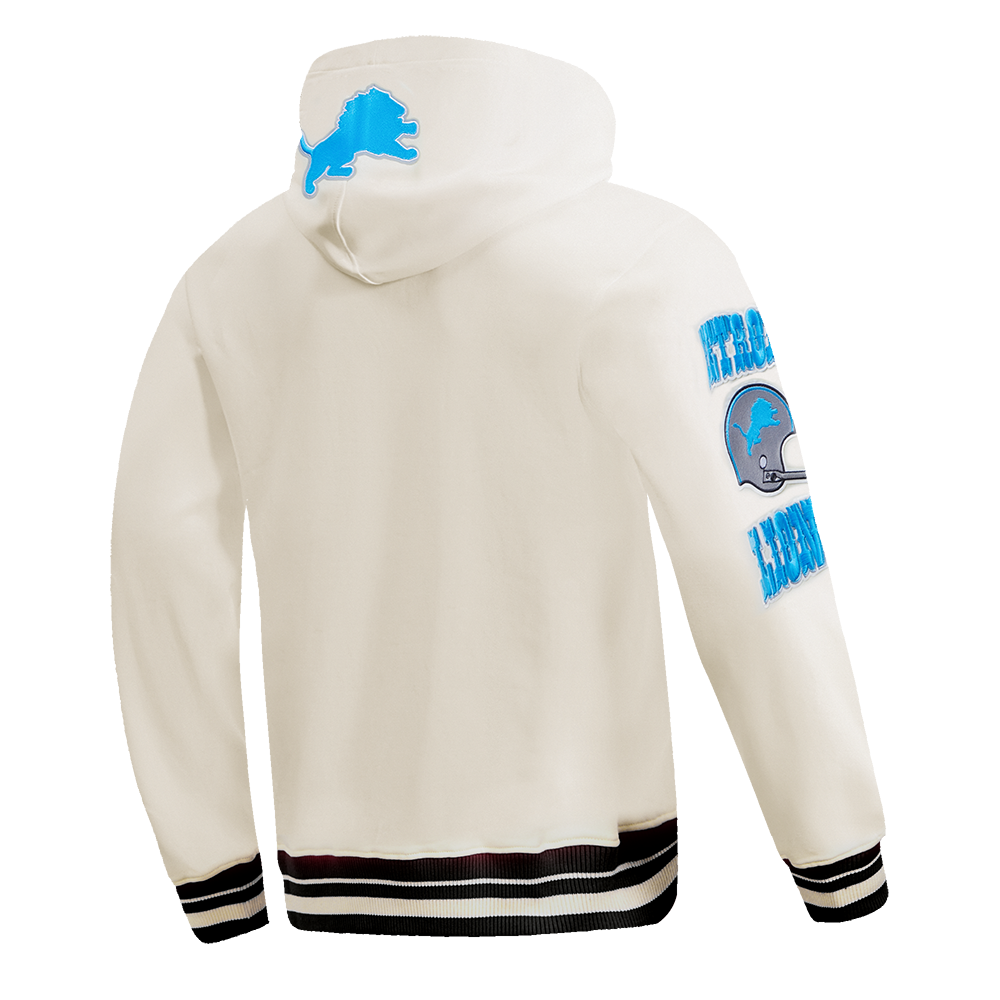 NFL DETROIT LIONS RETRO CLASSIC MEN'S PULLOVER HOODIE (EGGSHELL/ BLACK)