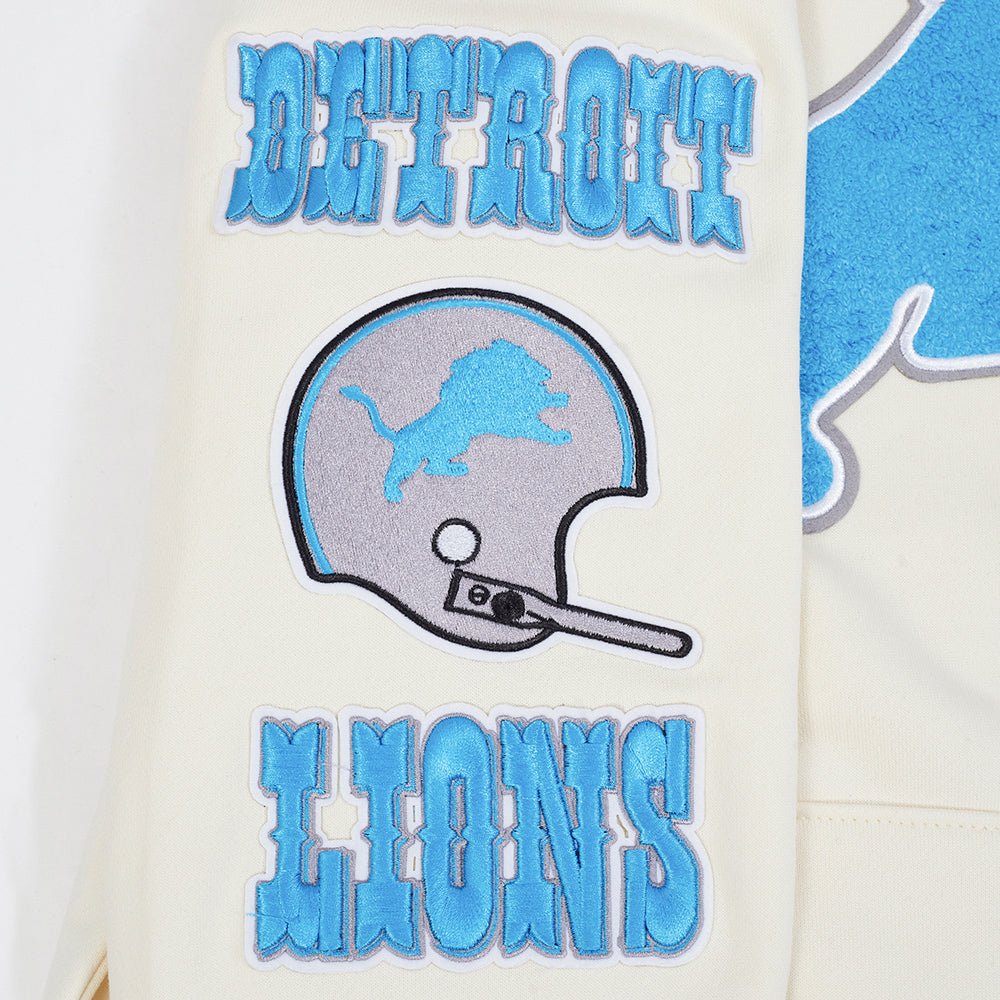 NFL DETROIT LIONS RETRO CLASSIC MEN'S PULLOVER HOODIE (EGGSHELL/ BLACK)