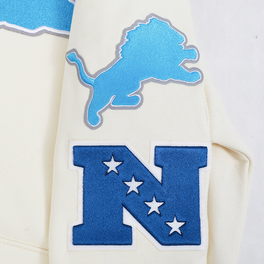 NFL DETROIT LIONS RETRO CLASSIC MEN'S PULLOVER HOODIE (EGGSHELL/ BLACK)
