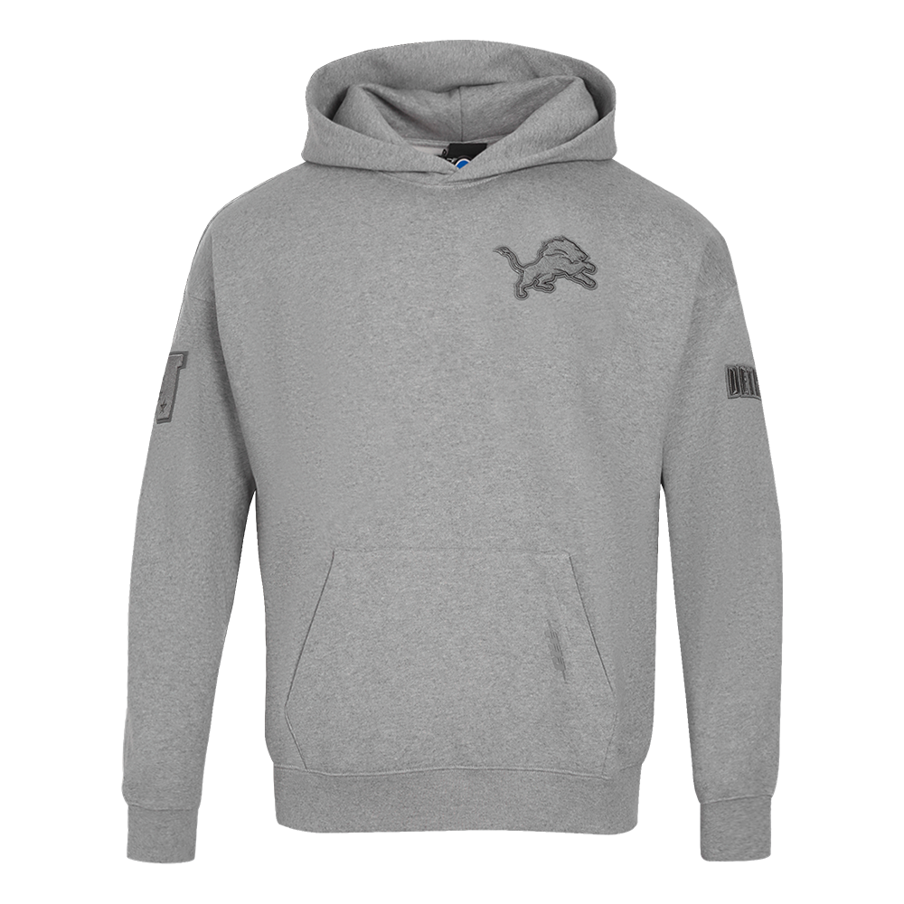 NFL DETROIT LIONS NEUTRAL MEN'S DROP SHOULDER PULLOVER HOODIE (DARK HEATHER GRAY)