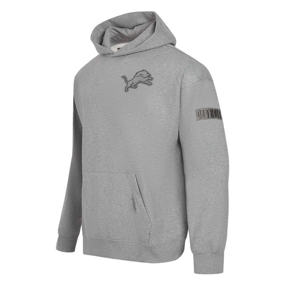 NFL DETROIT LIONS NEUTRAL MEN'S DROP SHOULDER PULLOVER HOODIE (DARK HEATHER GRAY)