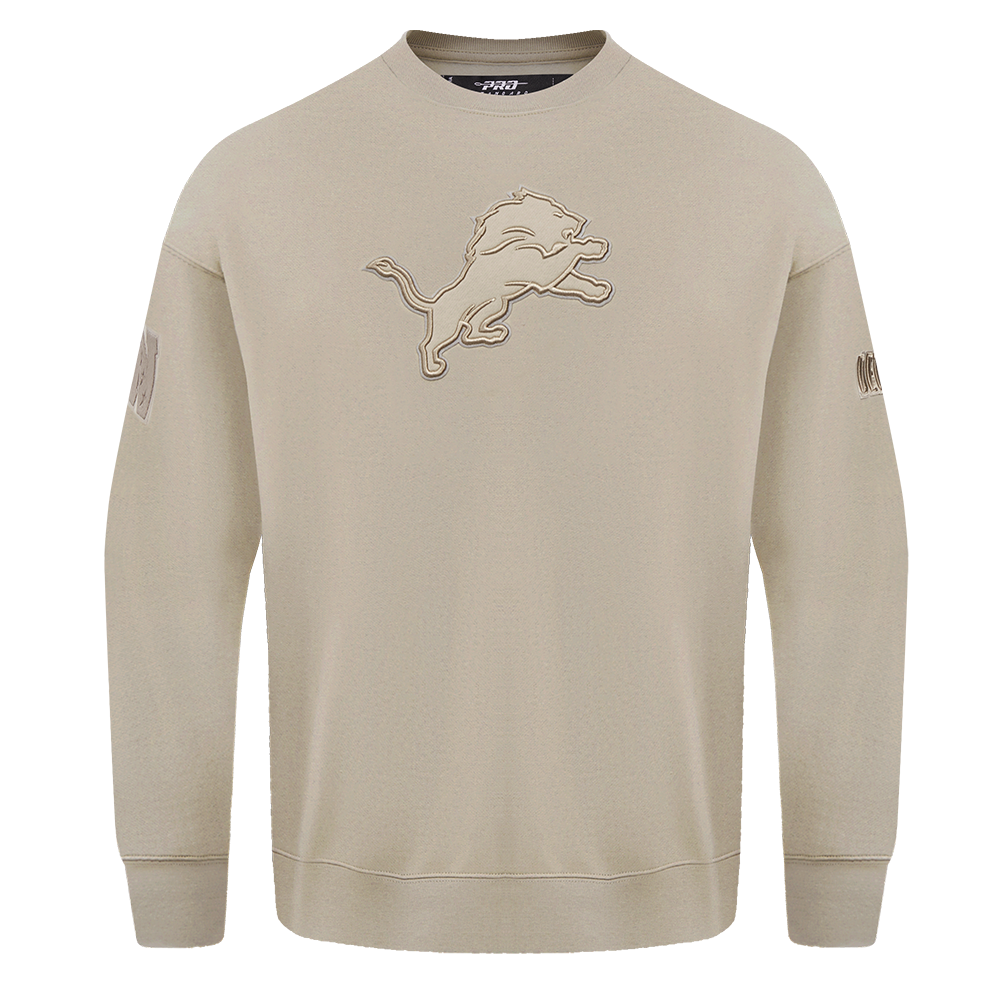 NFL DETROIT LIONS NEUTRAL CHANDAIL À COL ROND EN MOLLETON À ÉPAULES TOMBANTES (TAUPE)