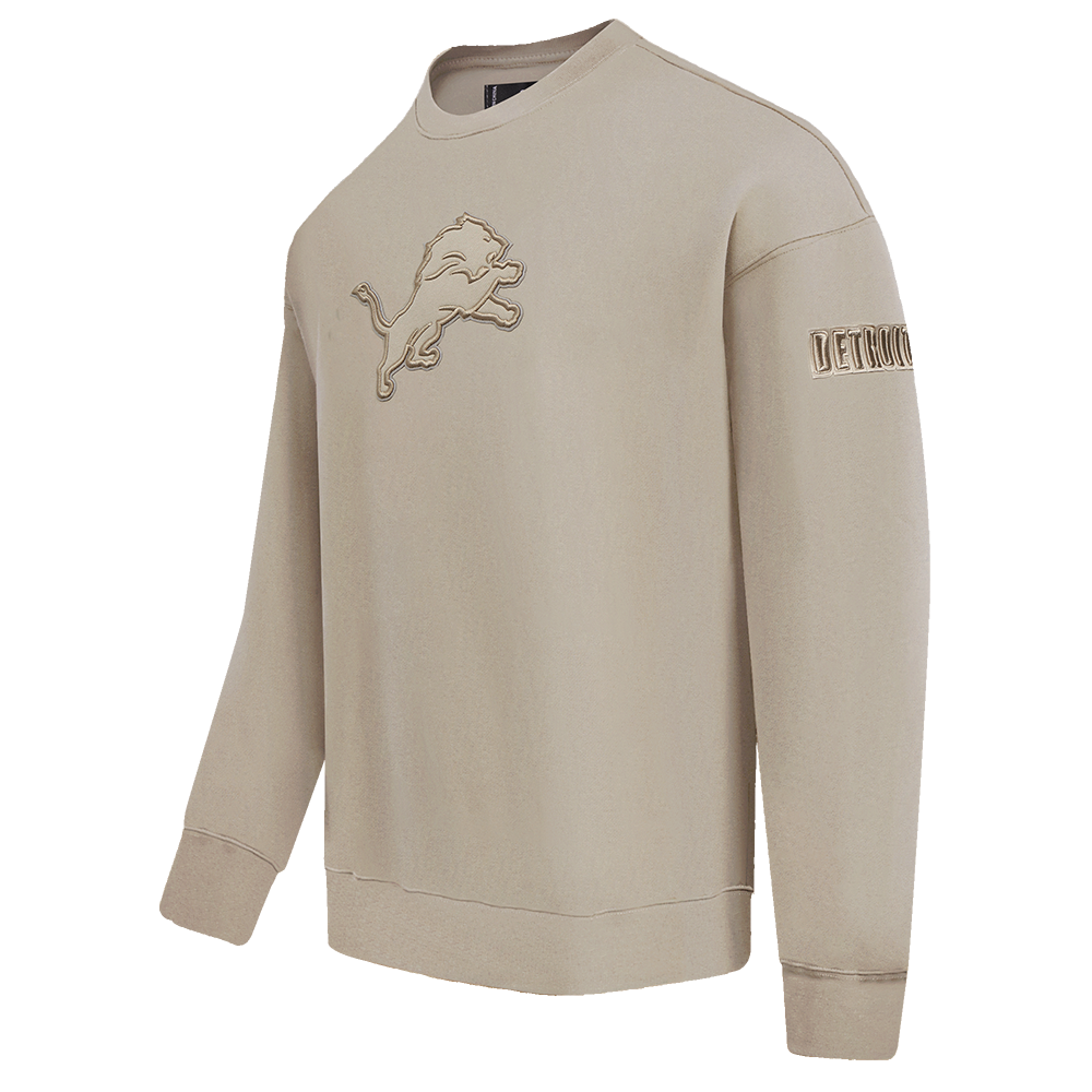 NFL DETROIT LIONS NEUTRAL DROP  SHOULDER FLEECE CREWNECK (TAUPE)