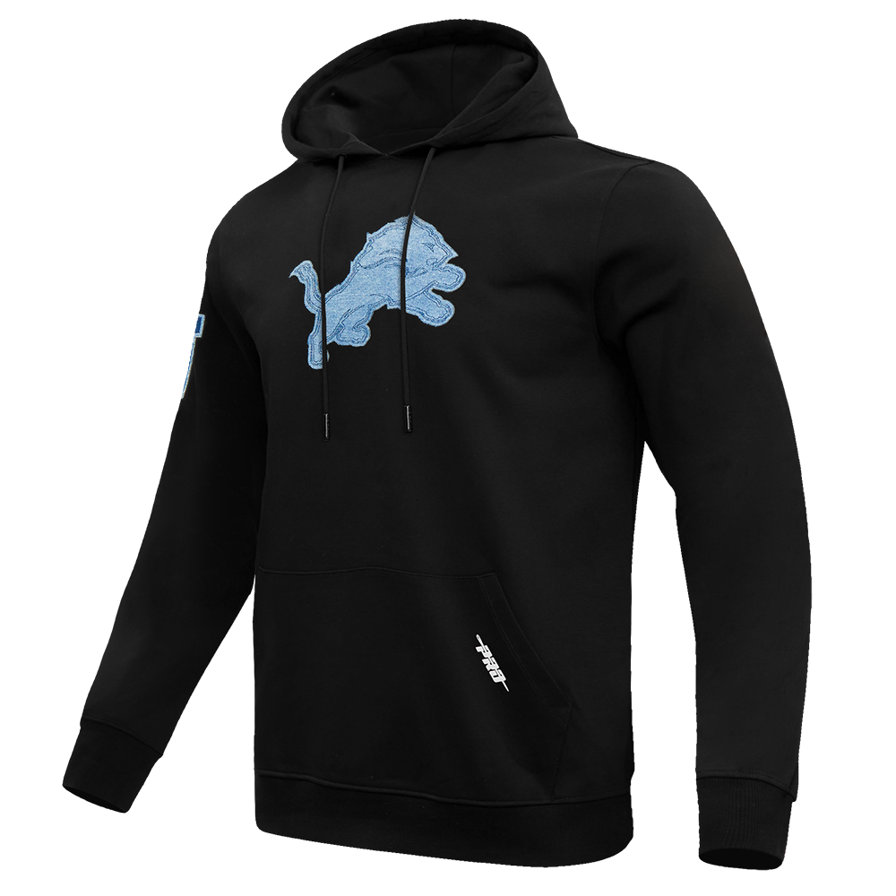 NFL DETROIT LIONS VARSITY BLUES MEN'S PULLOVER HOODIE (BLACK)