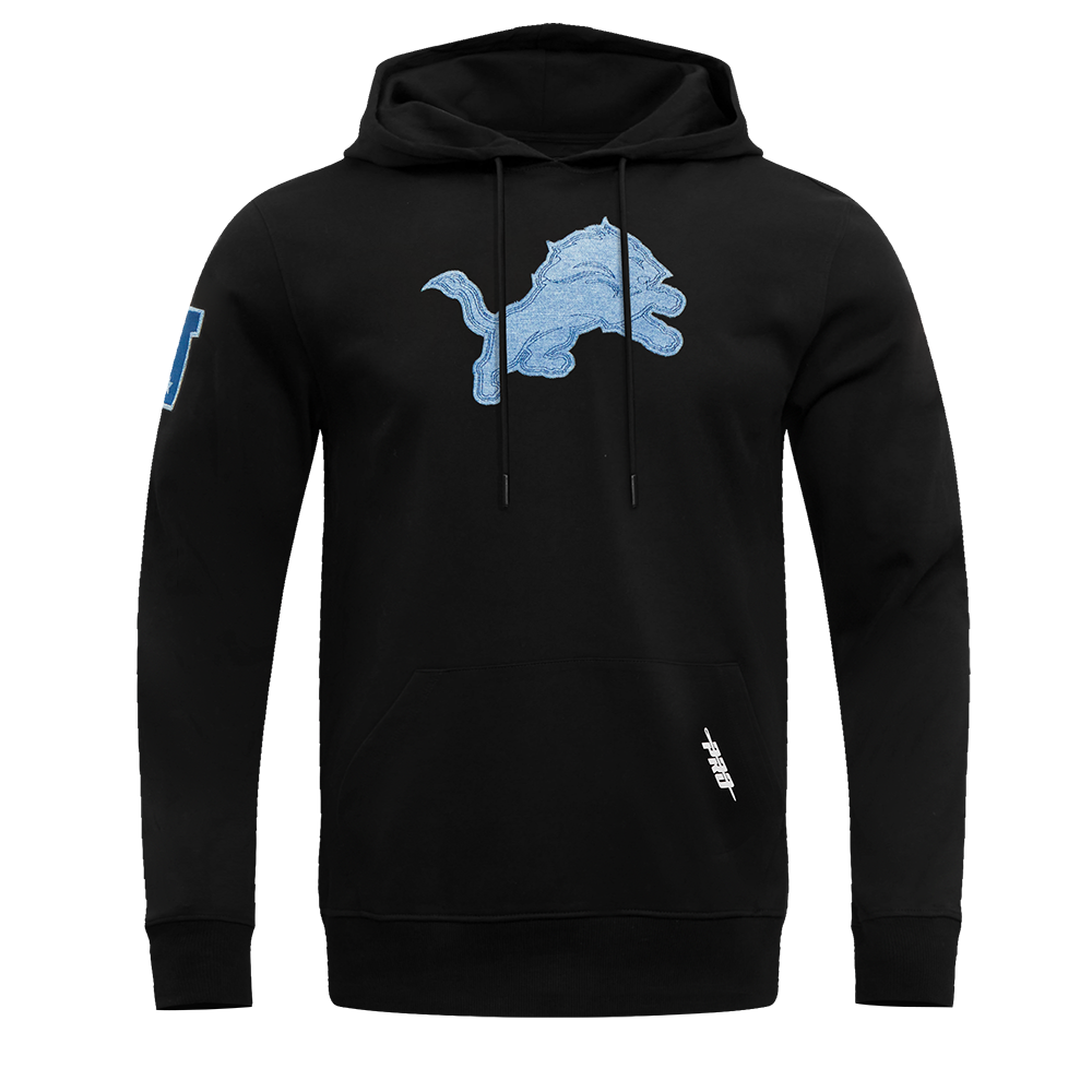 NFL DETROIT LIONS VARSITY BLUES MEN'S PULLOVER HOODIE (BLACK)