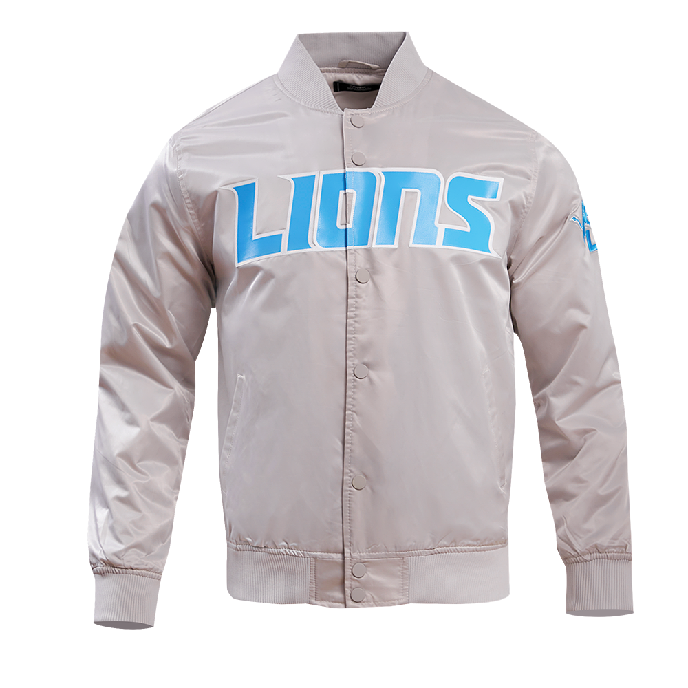 NFL DETROIT LIONS BIG LOGO MEN'S SATIN JACKET (SILVER)