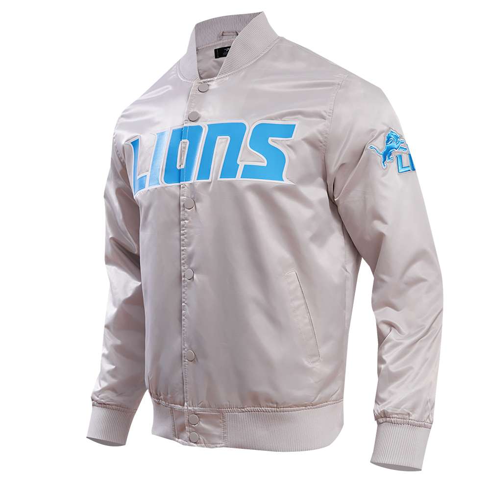 NFL DETROIT LIONS BIG LOGO MEN'S SATIN JACKET (SILVER)