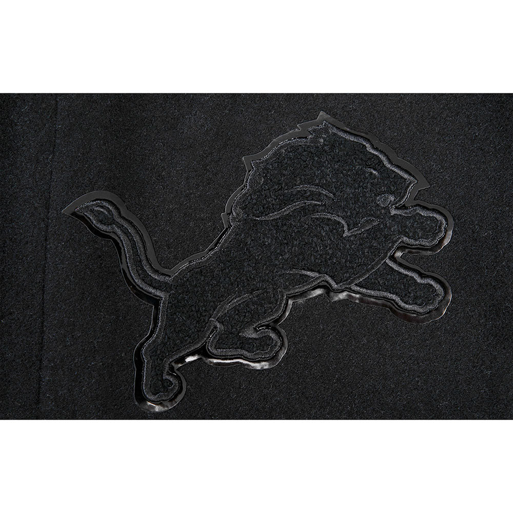 NFL DETROIT LIONS TRIPLE BLACK MEN'S WOOL VARSITY JACKET (TRIPLE BLACK MEN'S)