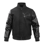 NFL DETROIT LIONS TRIPLE BLACK MEN'S WOOL VARSITY JACKET (TRIPLE BLACK MEN'S)