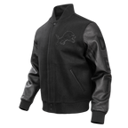 NFL DETROIT LIONS TRIPLE BLACK MEN'S WOOL VARSITY JACKET (TRIPLE BLACK MEN'S)