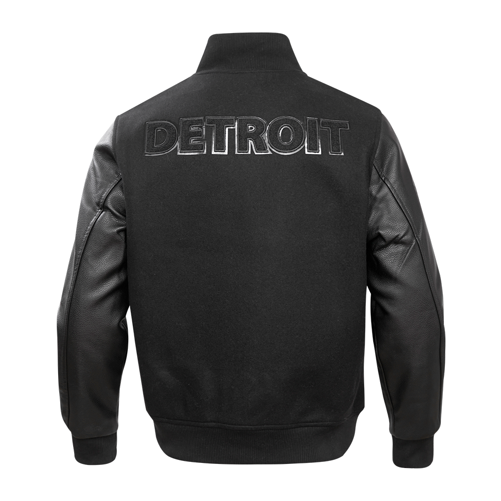 NFL DETROIT LIONS TRIPLE BLACK MEN'S WOOL VARSITY JACKET (TRIPLE BLACK MEN'S)