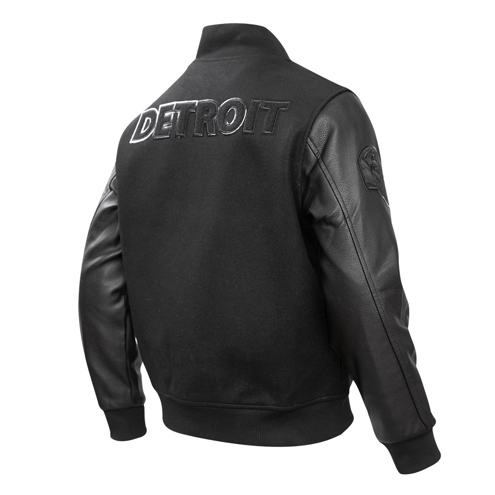 NFL DETROIT LIONS TRIPLE BLACK MEN'S WOOL VARSITY JACKET (TRIPLE BLACK MEN'S)