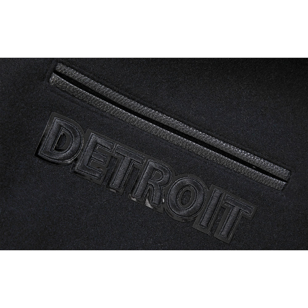 NFL DETROIT LIONS TRIPLE BLACK MEN'S WOOL VARSITY JACKET (TRIPLE BLACK MEN'S)