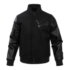 NFL DETROIT LIONS TRIPLE BLACK MEN'S WOOL VARSITY JACKET (TRIPLE BLACK MEN'S)