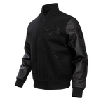 NFL DETROIT LIONS TRIPLE BLACK MEN'S WOOL VARSITY JACKET (TRIPLE BLACK MEN'S)