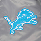 NFL DETROIT LIONS OLD ENGLISH MEN'S RIB SATIN JACKET (GRAY)