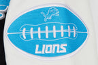 NFL DETROIT LIONS OLD ENGLISH MEN'S RIB WOOL VARSITY JACKET (BLACK/WHITE)