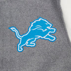 NFL DETROIT LIONS OLD ENGLISH MEN'S RIB WOOL VARSITY JACKET (HEATHER GREY/WHITE/BLACK)