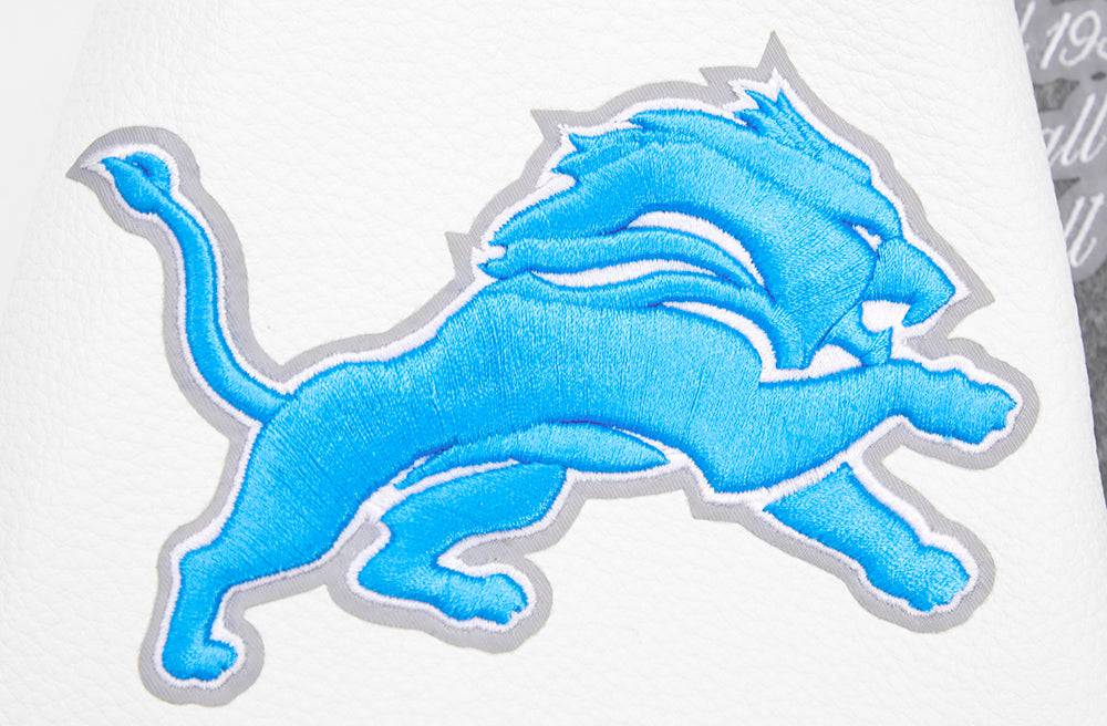 NFL DETROIT LIONS TEAM PENNANTS MEN'S VARSITY JACKET (HEATHER GREY/WHITE/BLACK)