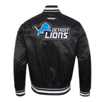 NFL DETROIT LIONS DIY PICK STITCH BLOUSON EN SATIN À BORDS CÔTELÉS POUR HOMME (NOIR)