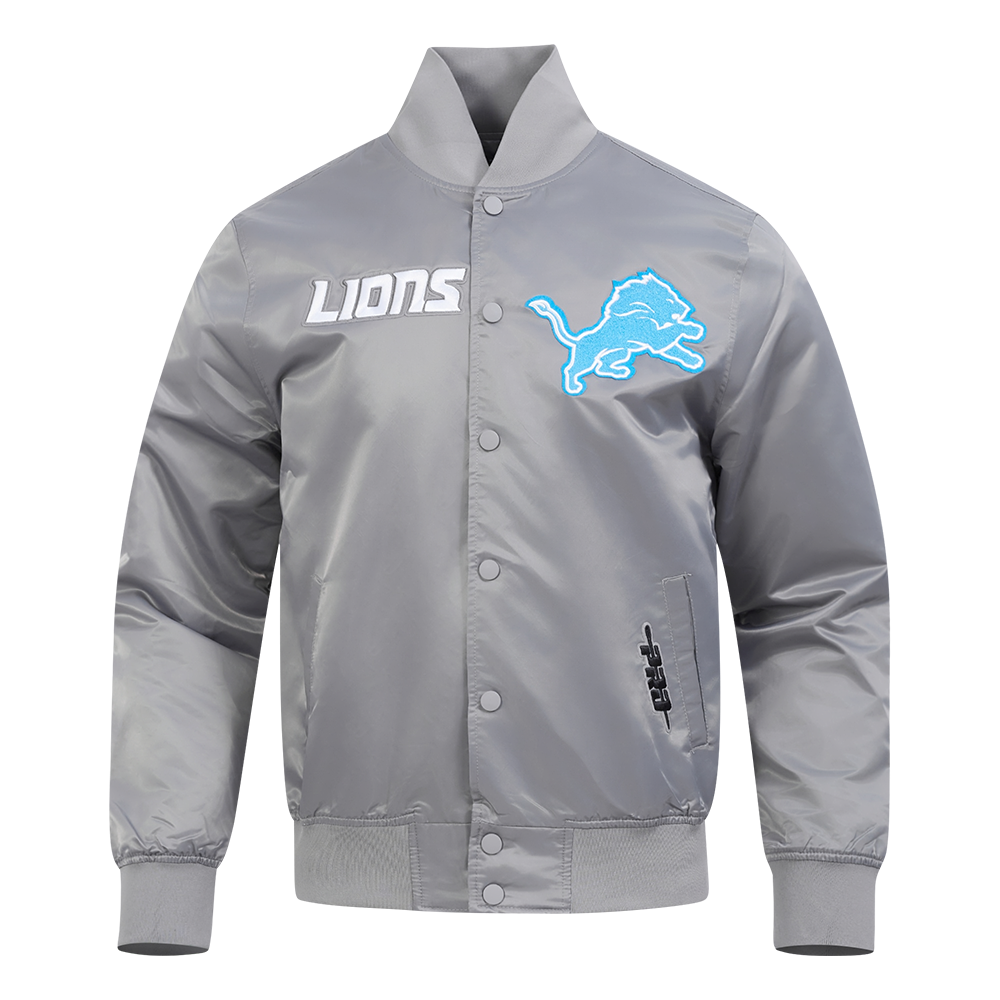 NFL DETROIT LIONS SOUVENIR MEN'S SATIN JACKET (GRAY)