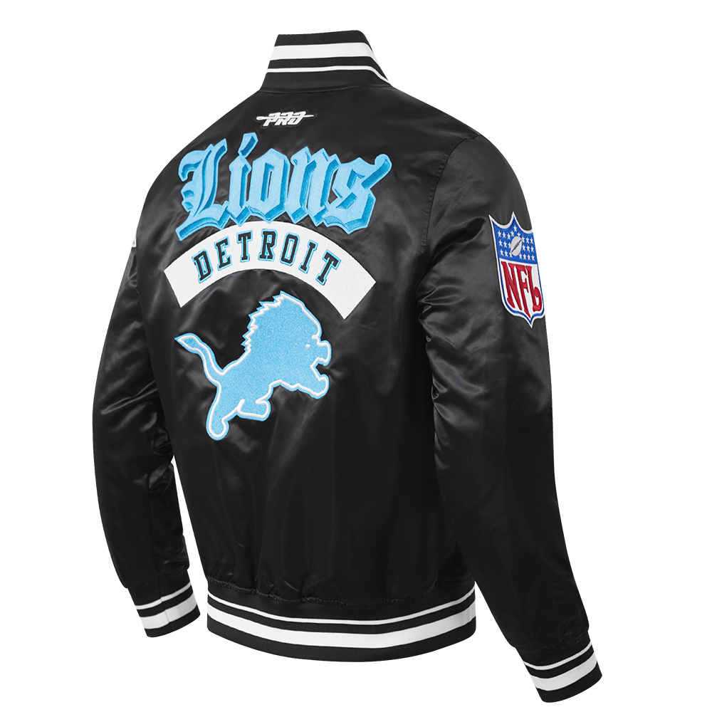 NFL DETROIT LIONS BEST OF MEN'S RIB SATIN JACKET (BLACK)