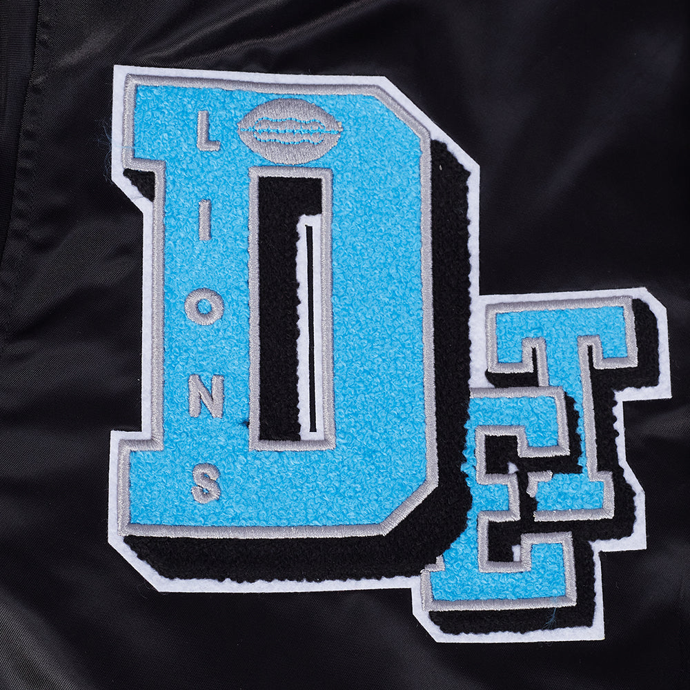 NFL DETROIT LIONS BEST OF MEN'S RIB SATIN JACKET (BLACK)