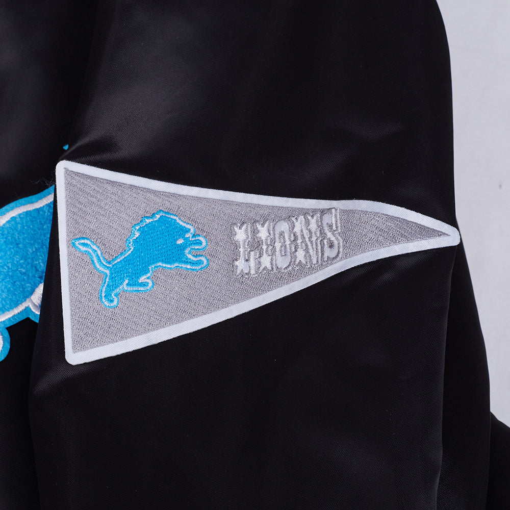 NFL DETROIT LIONS BEST OF MEN'S RIB SATIN JACKET (BLACK)