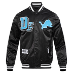 NFL DETROIT LIONS BEST OF MEN'S RIB SATIN JACKET (BLACK)