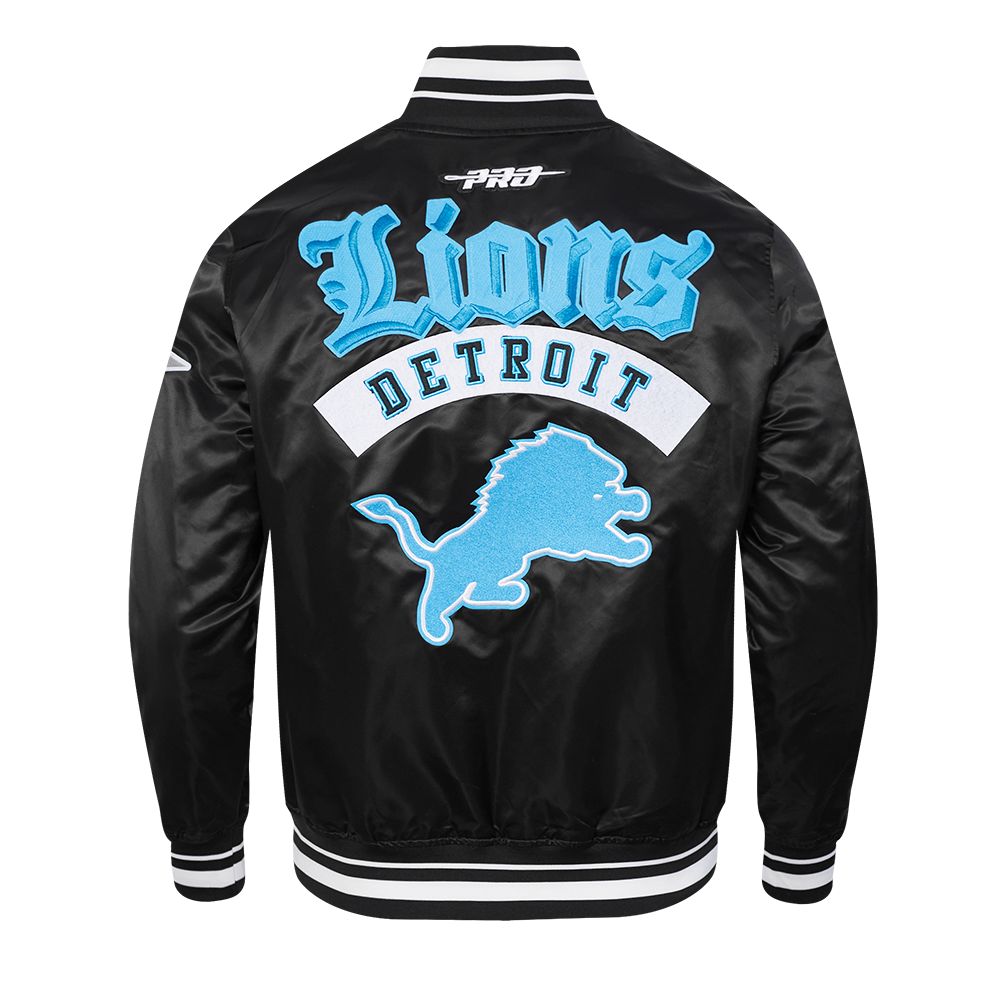 NFL DETROIT LIONS BEST OF MEN'S RIB SATIN JACKET (BLACK)