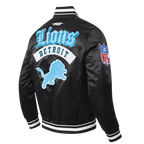 NFL DETROIT LIONS BEST OF MEN'S RIB SATIN JACKET (BLACK)