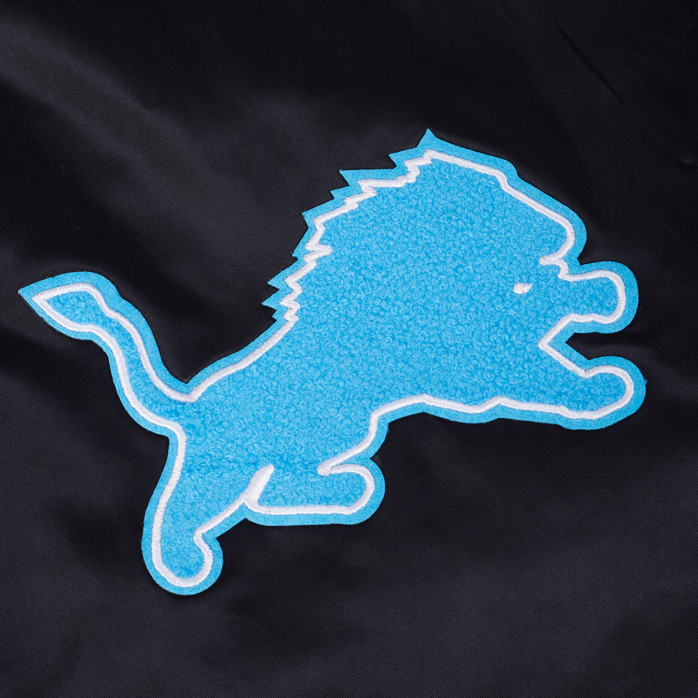 NFL DETROIT LIONS BEST OF MEN'S RIB SATIN JACKET (BLACK)