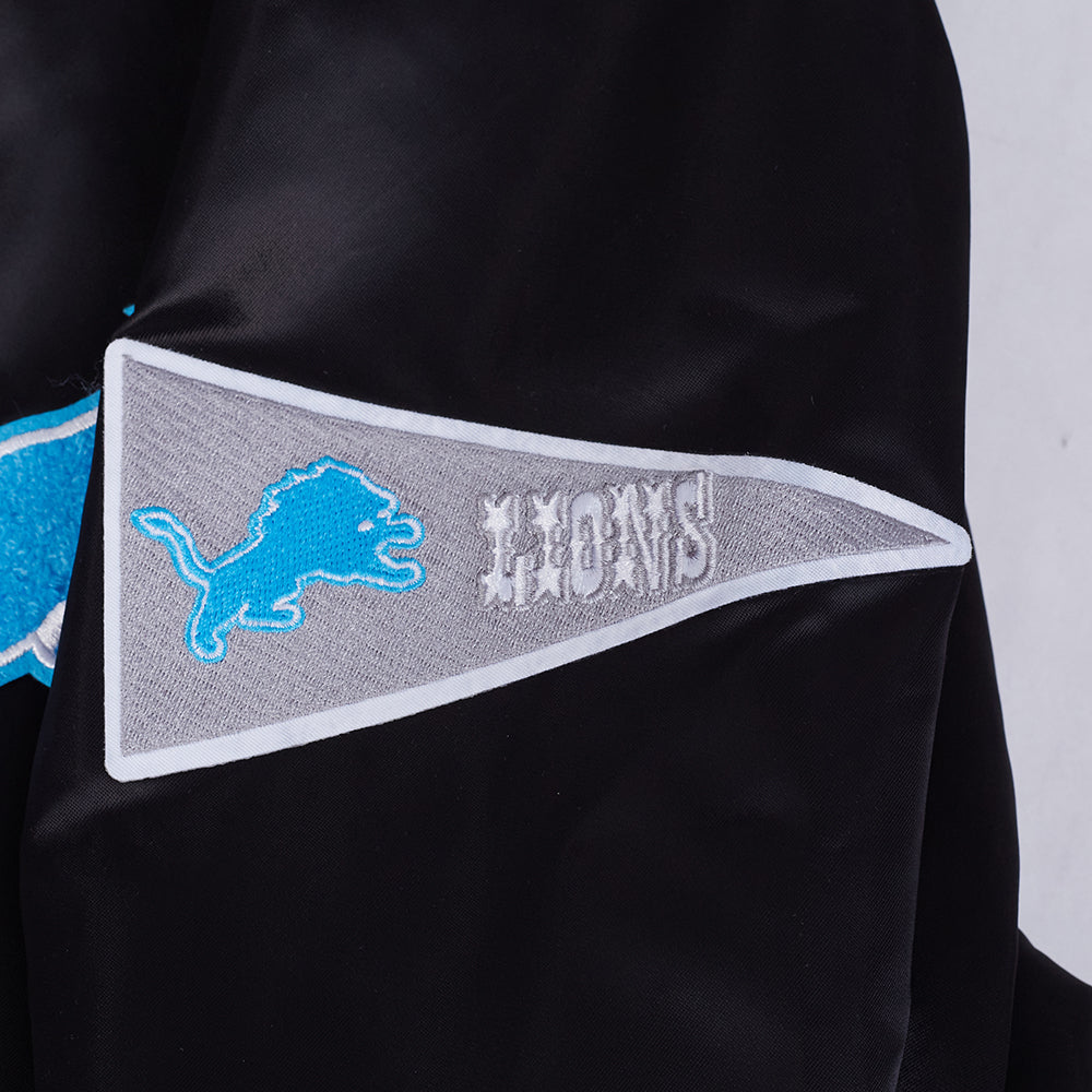 NFL DETROIT LIONS BEST OF MEN'S RIB SATIN JACKET (BLACK)