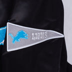 NFL DETROIT LIONS BEST OF MEN'S RIB SATIN JACKET (BLACK)