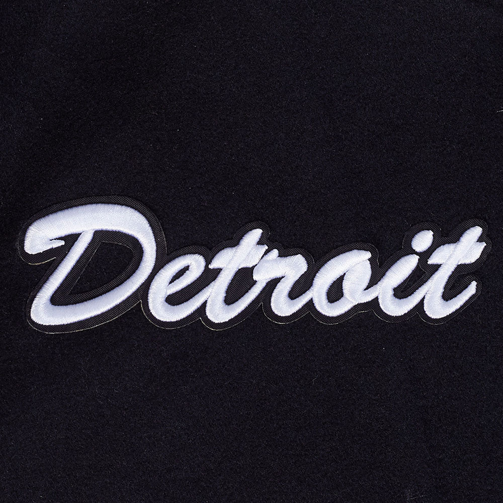 NFL DETROIT LIONS TEAM BADGE MEN'S RIB WOOL VARSITY JACKET (BLACK/GRAY)