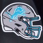 NFL DETROIT LIONS TEAM BADGE MEN'S RIB WOOL VARSITY JACKET (BLACK/GRAY)