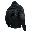 NFL DETROIT LIONS BLACKOUT MEN'S SATIN JACKET (BLACK)