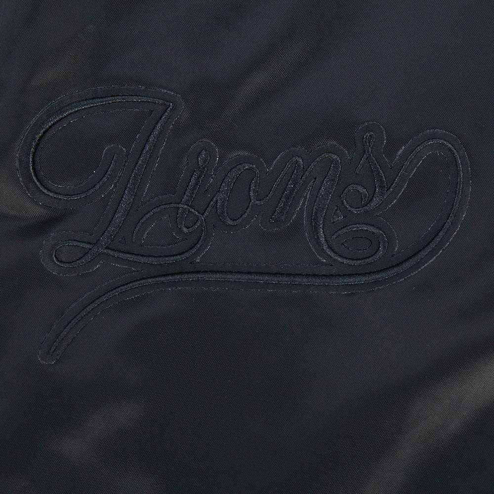 NFL DETROIT LIONS BLACKOUT MEN'S SATIN JACKET (BLACK)