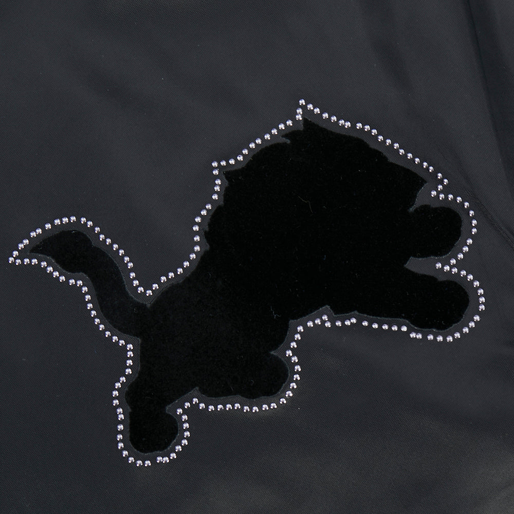 NFL DETROIT LIONS BLACKOUT MEN'S SATIN JACKET (BLACK)