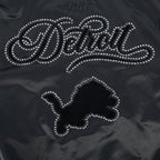 NFL DETROIT LIONS BLACKOUT MEN'S SATIN JACKET (BLACK)