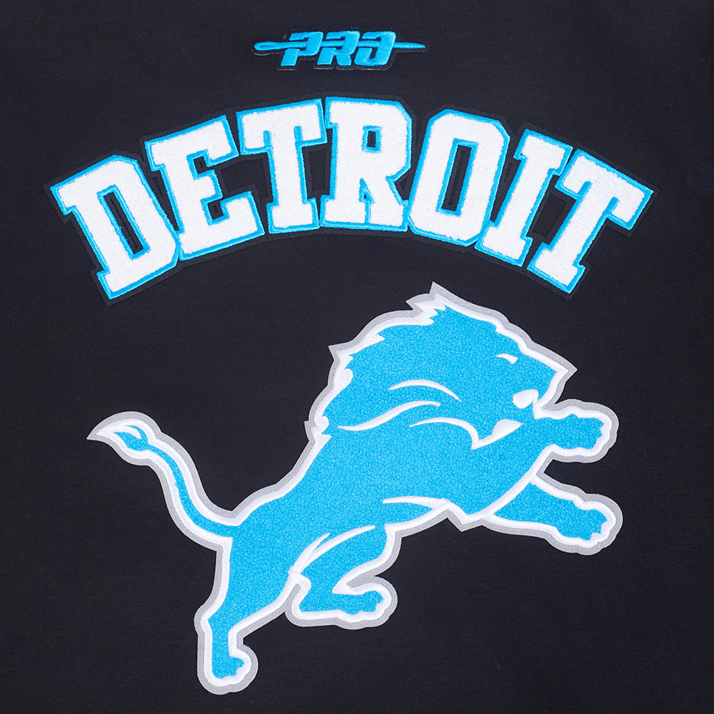 NFL DETROIT LIONS PRO GAME DAY MEN'S DBL KNIT JACKET (BLACK/SILVER/WHITE)