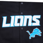 NFL DETROIT LIONS PRO GAME DAY MEN'S DBL KNIT JACKET (BLACK/SILVER/WHITE)