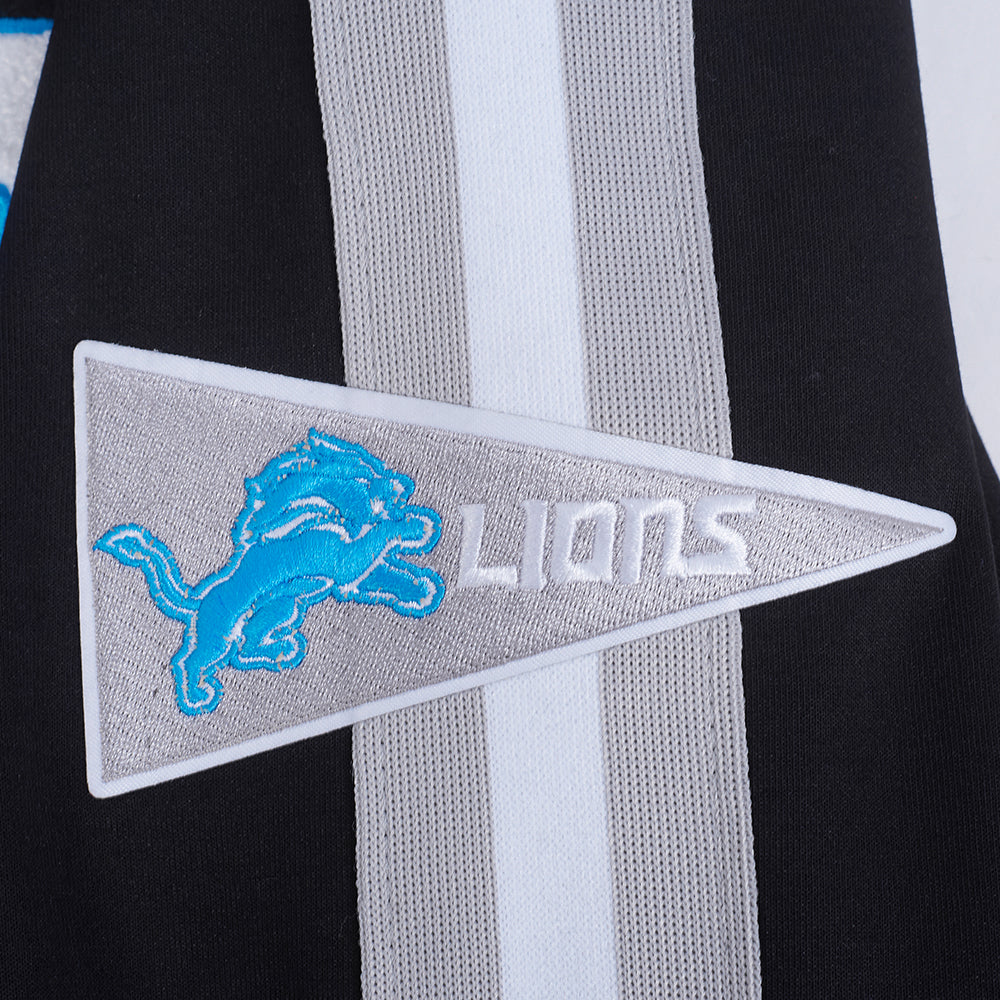 NFL DETROIT LIONS PRO GAME DAY MEN'S DBL KNIT JACKET (BLACK/SILVER/WHITE)
